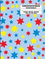 Colored Stars Blue Composition Notebook, Wide Ruled