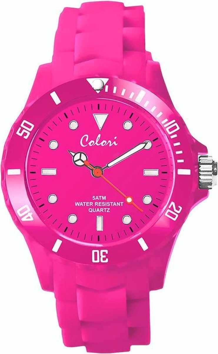 Colori Classic 5 COL336 Horloge - Siliconen Band - Ø 36 mm - Roze