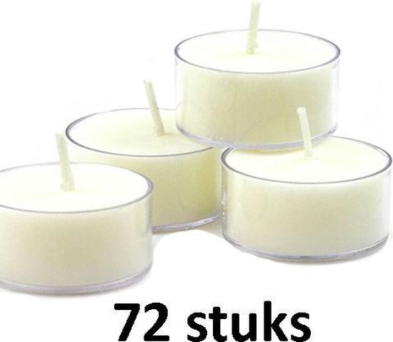 72 stuks witte 8-uurs maxi waxinelichtjes in doorzichtige cups | bol.com