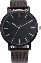 Vintage Mesh Horloge - Staal - Zwart