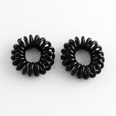 Élastique à cheveux en spirale - Élastique à cheveux pour câble téléphonique - noir 2 pièces