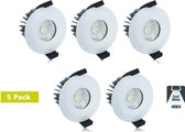 5 Pack - Led Downlighter 6w, 440 Lumen, 4000K Neutraal Wit, IP65, Dimbaar, Ø 70mm gatmaat Met Philips LED lamp