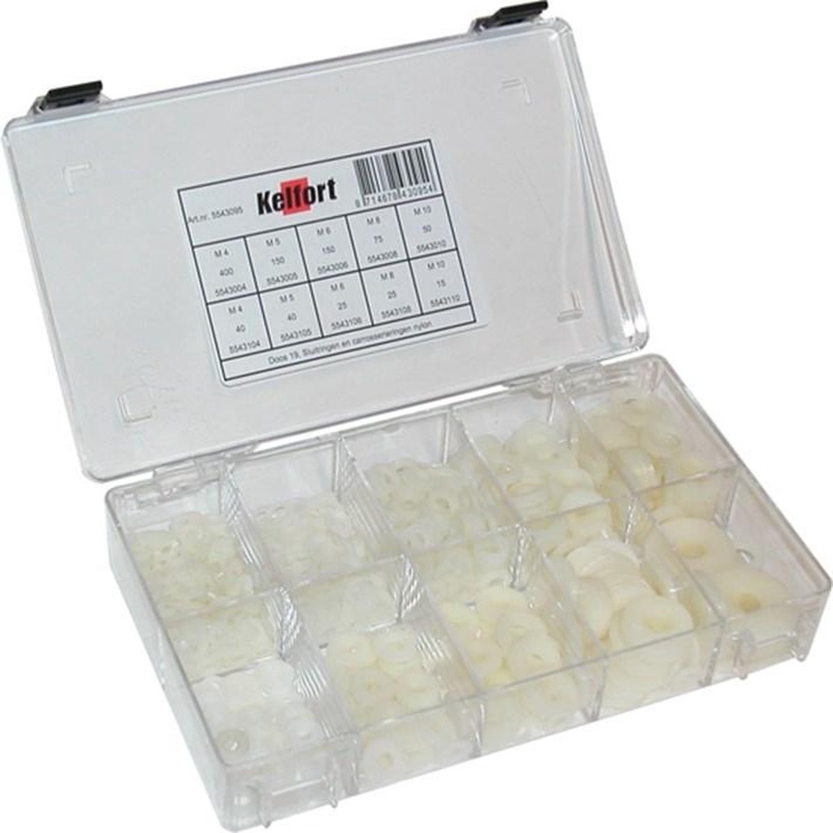 Kelfort Assortimentsdoos sluitringen carossringen en nylon nr.19