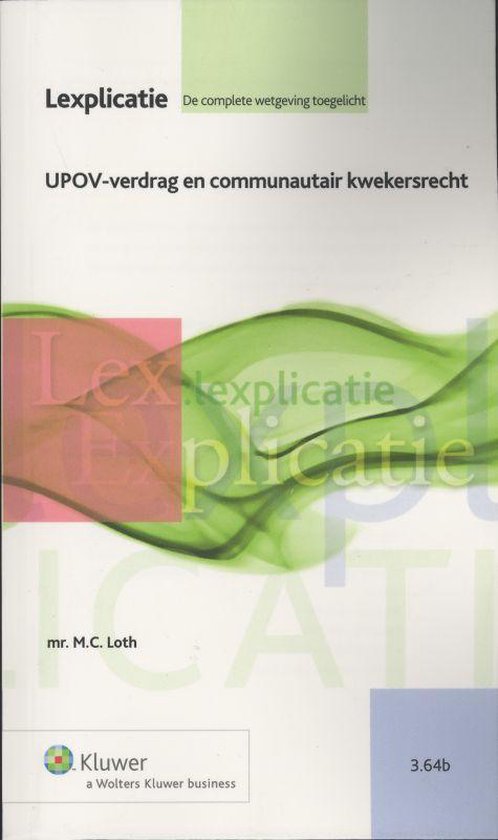 Cover van het boek 'UPOV-verdrag en Communautair kwekersrecht /   / druk 1'