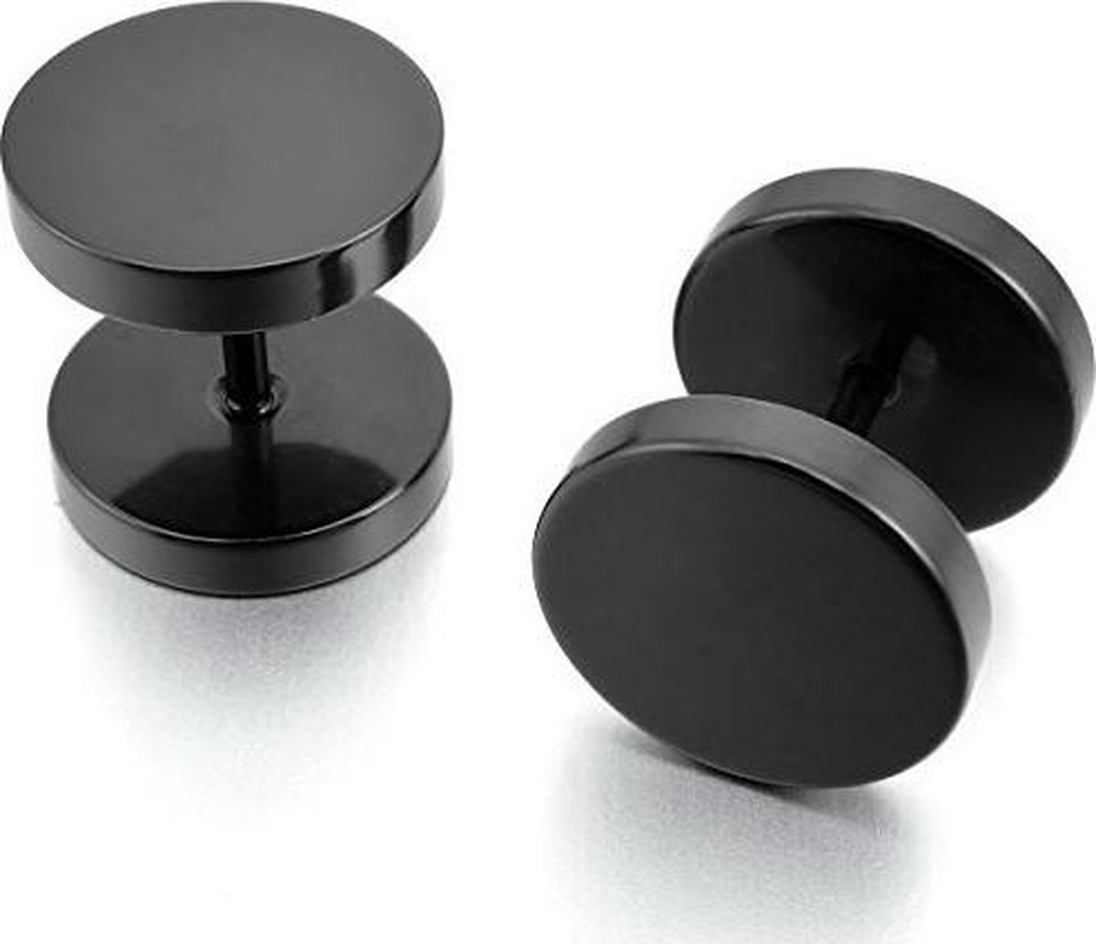 Zwarte Studs – Oorbellen Heren - Oorknoppen - Ø 10mm