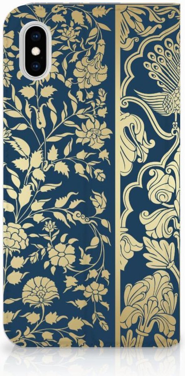 Standcase Hoesje voor Apple iPhone Xs Max Smart Cover Beige Flowers