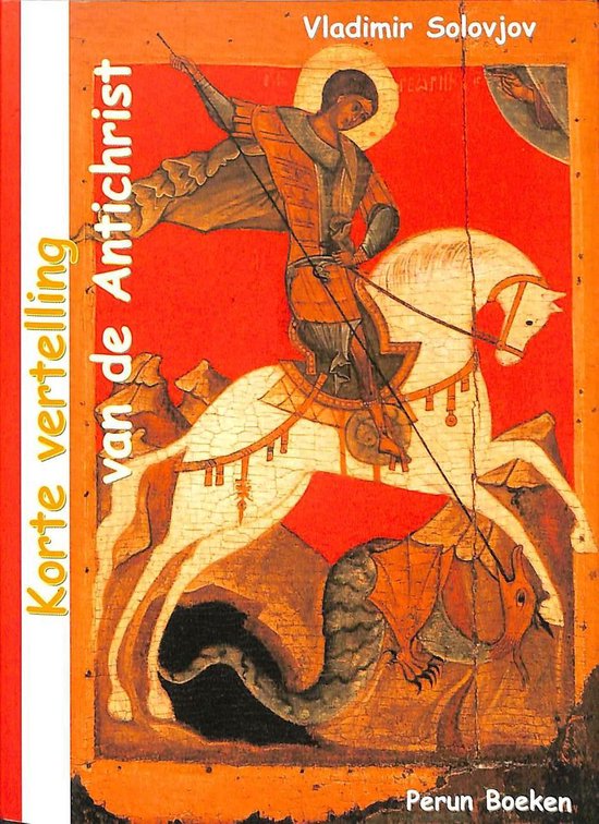 Boekhoes met afbeelding van Sint Joris te paard die een draak verslaat. Tekst: 'Korte vertelling van de Antichrist' en 'Vladimir Solovjov'.