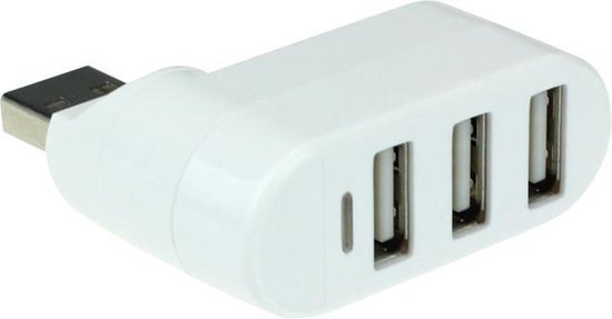 Draaibare 3 Poorts USB Hub / Switch / Splitter / Verdeler - Plug & Play - Wit - Merkloos