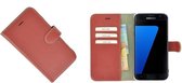 Pearlycase® Samsung Galaxy S7 Hoesje Echt Leder Wallet Bookcase Oxyderood