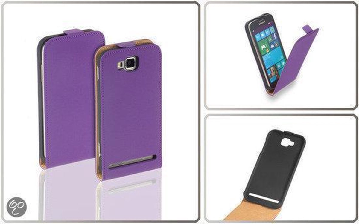 LELYCASE Flip Case Lederen Hoesje Samsung Ativ S Lila