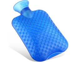 Kufl Blauwe PVC Massage Warmwaterkruik zonder Hoes - Transparant - Geurloos - 2 Liter