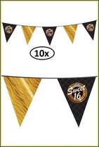 10x Vlaggenlijn Sweet Sixteen 10 mtr - verjaardag 16 jaar thema feest party festival
