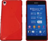 Sony Xperia Z3 S Line Gel Silicone Case Hoesje Transparant Rood Red