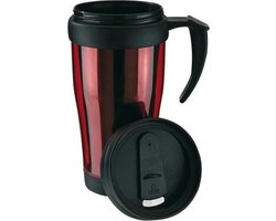 Thermosbeker/warmhoudbeker Koffie To Go - rood/zwart - 400 ml - koffie/thee bekers - dubbelwandig - schroefdop Thermosbeker/warmhoudbeker Koffie To Go - rood/zwart - 400 ml - koffie/thee bekers - dubbelwandig - schroefdop