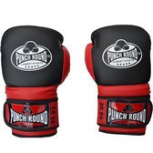 Punch Round Bokshandschoenen Combat Sport Carbon Zwart Rood 10 OZ Bokshandschoenen