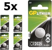 5 Stuks (5 Blister a 1st) GP CR2025 3v lithium knoopcel batterij