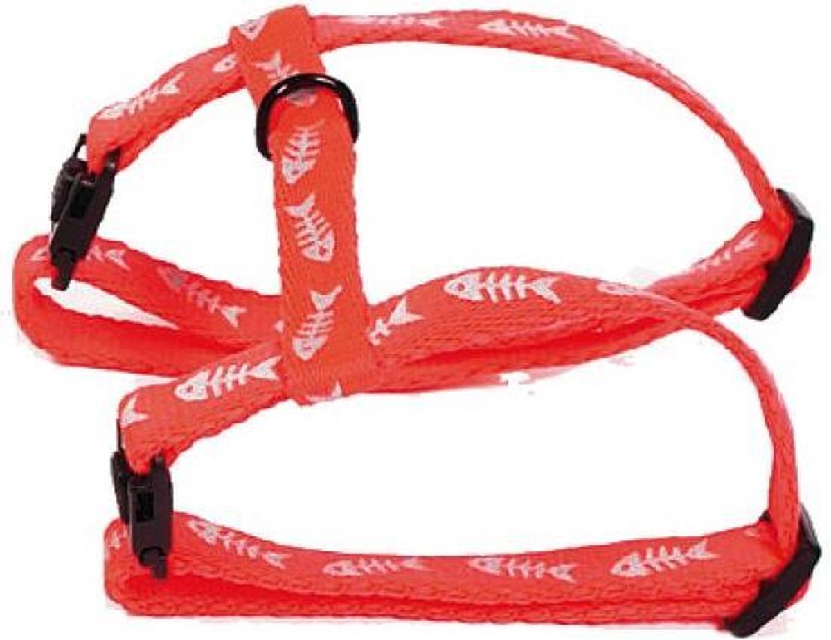 Tuig voor kat fluo fish nylon roze 10 mmx25-35 cm