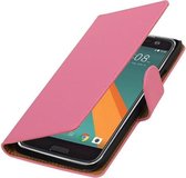 Roze Effen booktype wallet cover hoesje voor HTC 10