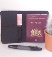 Toetie & Zo Handgemaakt Leren Paspoortmapje Zwart, hoesje, paspoorthoesje, reismapje, reishoesje, leder