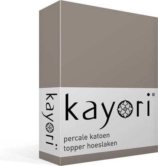 Kayori Shizu - Percale katoen - Topper - Hoeslaken - Lits-jumeaux - 180x210/220 cm - Taupe