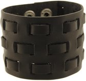 Behave® Armband zwart leer gevlochten 22 cm