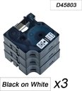 3x Compatible pour le ruban d'étiquettes standard Dymo 45803 - Noir sur blanc - 19 mm