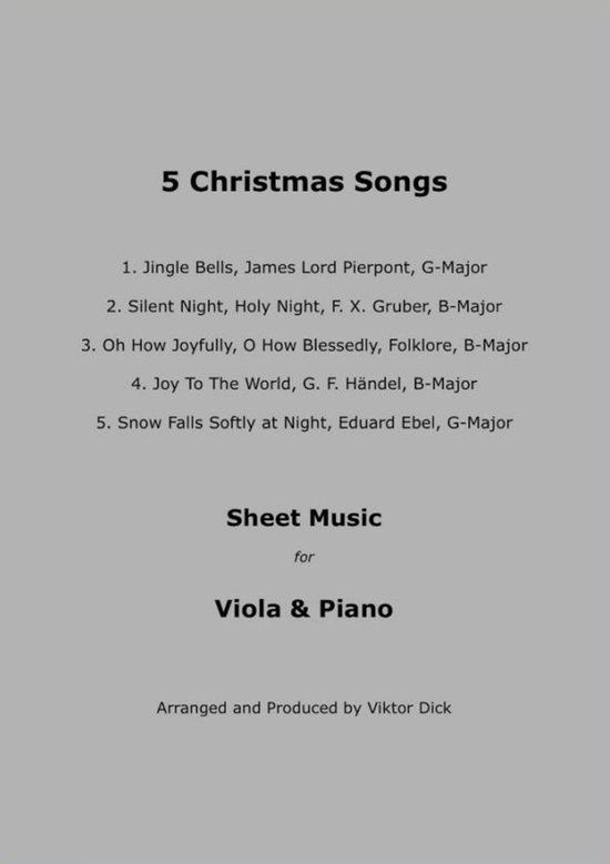 5 Christmas Songs - Sheet Music for Viola & Piano - cover