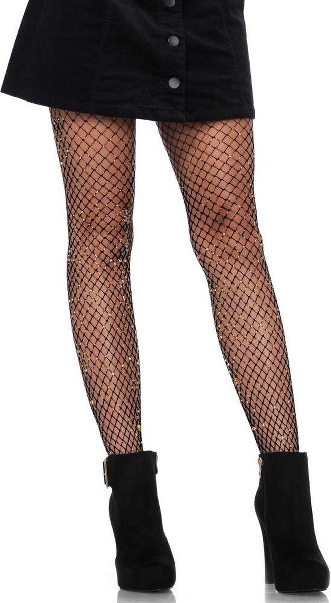 Leg Avenue - Lurex industrial net pantyhose - Hosiery Pantyhose Zwart O/S