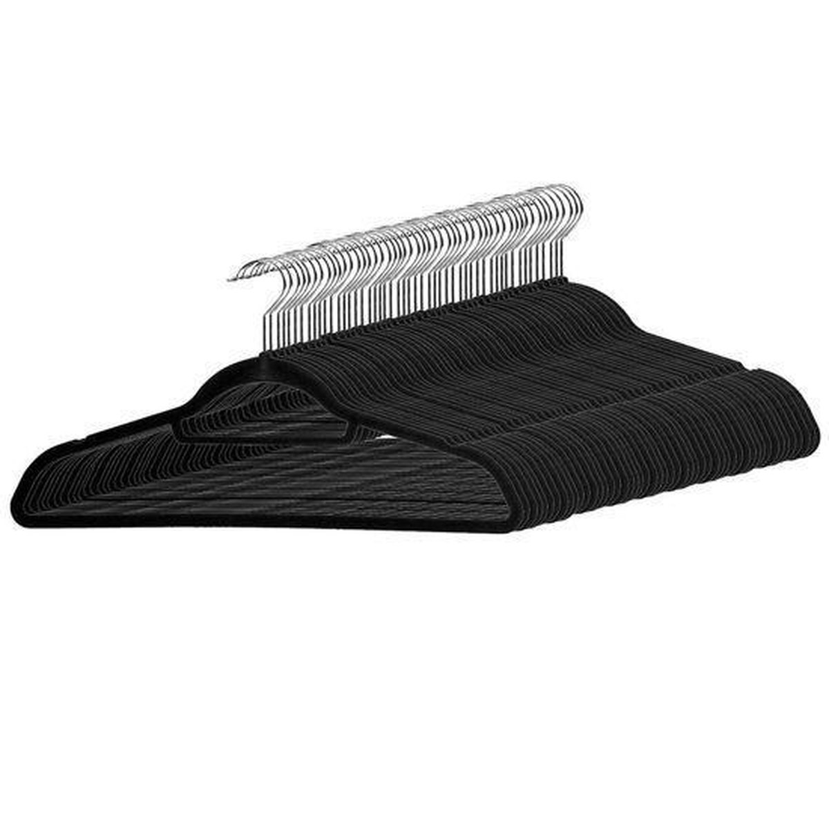 Life’s Green® Stevige Kunststof Kleerhangers met Suede Afwerking - 100 Stuks Kledinghangers - Zwart