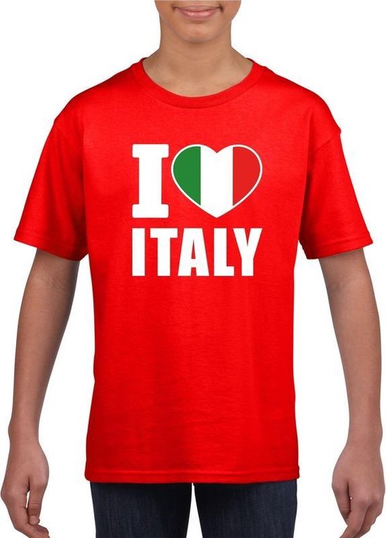 Rood I love Italie fan shirt kinderen 146/152