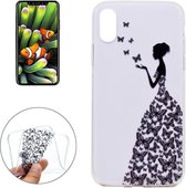 iPhone X / XS - hoes, cover, case - TPU - Transparant - Vrouw met vlinder