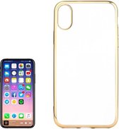 iPhone X / XS - hoes, cover, case - TPU - Transparant - Goudkleurige randjes