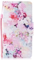 iPhone X / XS - Flip hoes, cover, case - PU Leder - TPU - Vrolijke Bloemen