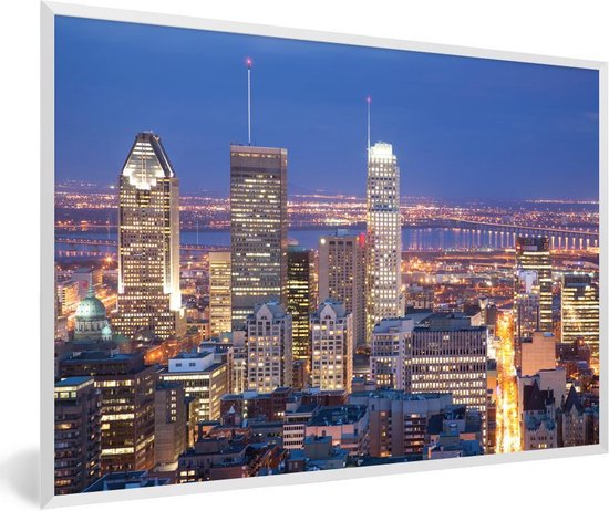 Cadre photo - Paysage urbain de Montréal la nuit au Canada cadre photo  blanc 60x40 cm... | bol.com