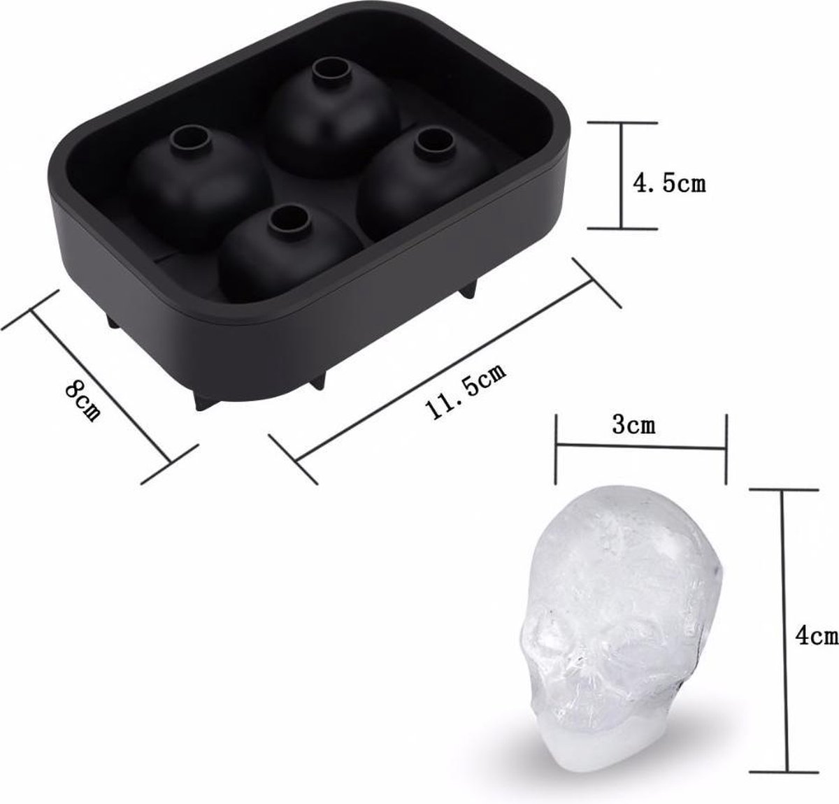 IJsklontjes / IJsblokjes Vorm Mal Doodshoofd Doodskop Skull