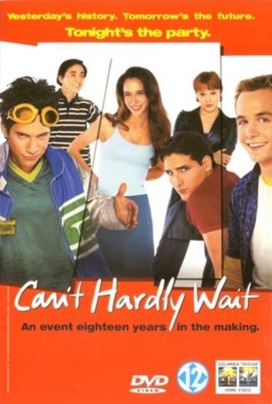 Gezelschap van jonge mensen op een dvd-hoes met de tekst 'Can't Hardly Wait'.