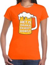 Het is oranje en heeft dorst t-shirt - oranje tekst  shirt dames - oranje kleding L