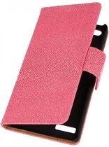 Devil Booktype Wallet Case Hoesjes voor Huawei Ascend G6 Roze