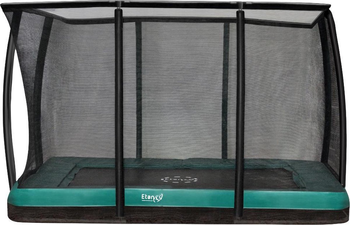 Etan Premium Trampoline Inground - Incl. Deluxe Veiligheidsnet - 310 x 232 cm / 1075ft - Groen - Rechthoekig - UV- bestendig Randkussen - Max. Gebruikersgewicht 150 kg
