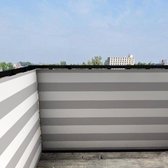 Balkonscherm gestreept grijs - BalkonschermenGestreept - Vinyl - 100x300cm Dubbelzijdig