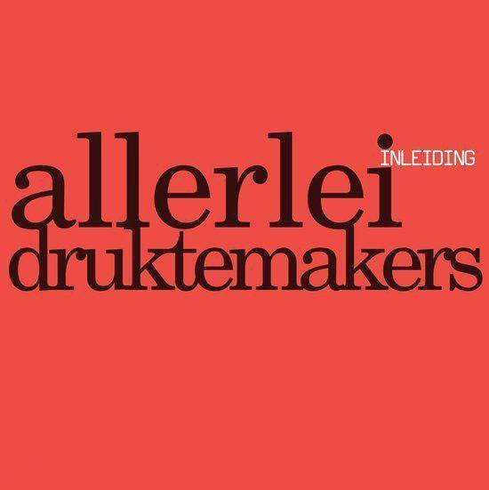 Titel 'allerlei druktemakers' op een rode achtergrond.