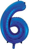 Cijfer 6 folie ballon blauw van 92 cm