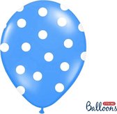 Partydeco - Ballonnen Blauw dots wit 6 stuks