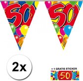 2x vlaggenlijn 50 jaar met gratis sticker