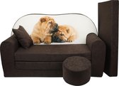 Kinder slaapbank set - logeermatras - sofa - 170 x 100 x 8 - slaapbank - bruin - puppies