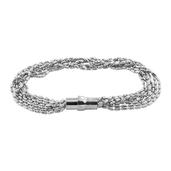 Silventi 910470463 - Multi Zilveren Streng Armband - Magneetsluiting - 19,5  cm -... | bol.com