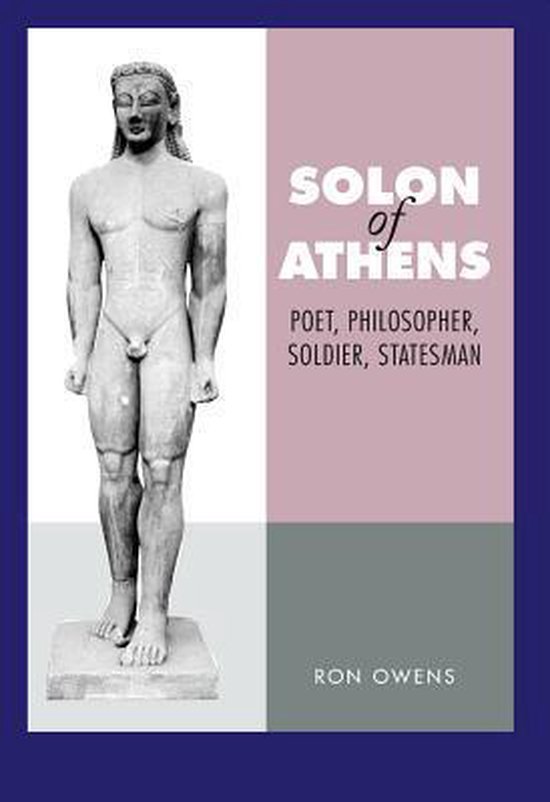 Couverture de livre avec une statue de Solon et le texte "Solon of Athens" 