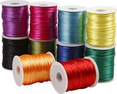 Cordon satin - Assortiment, d: 2 mm, couleurs vives, 10x50 m