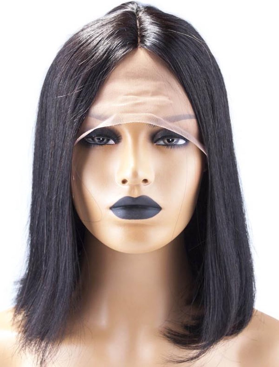 Pruiken dames - echt haar/ Indian Human Hair Lace Wig - steil - bob style bol.com