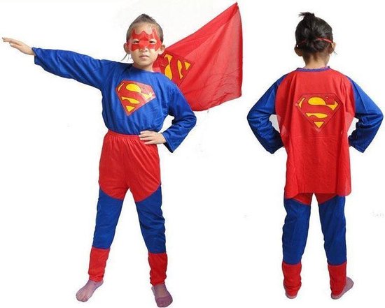 vroegrijp Noord directory Superman Superheld Super man kostuum verkleed pak kinderen 104-110 (S) +  GRATIS... | bol.com